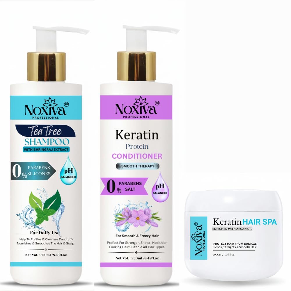 noxiva teatree shampoo with anti dandruff shampoo and keratin protein conditioner intensive keratin strength conditioner frizz control keratin hair spa cream for hair dry&damage repair