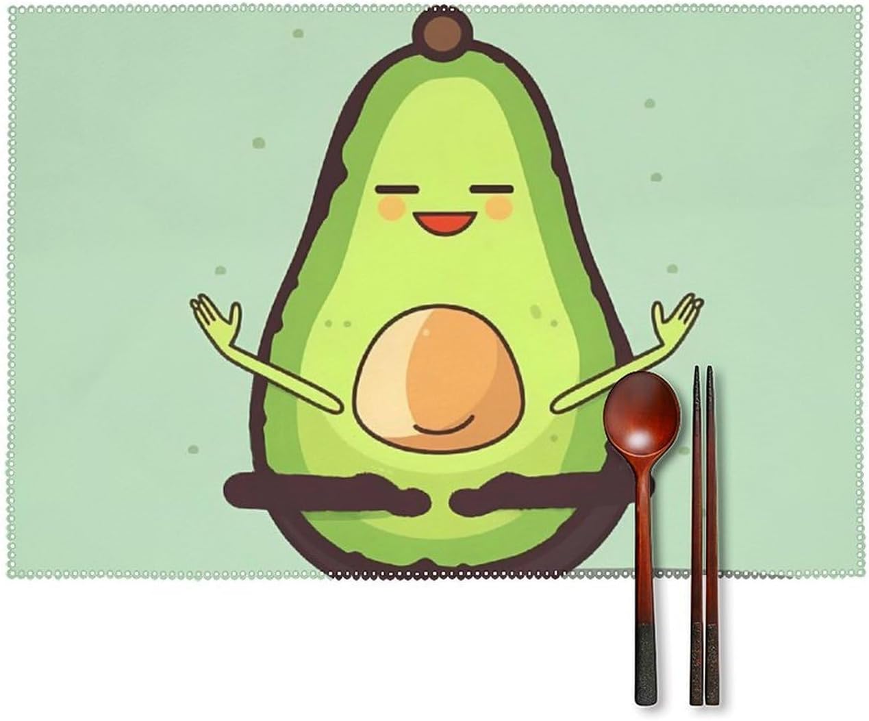 Cute Yoga Fruit Placemats Set of 6, Stain Resistant & Washable Canvas Place Mats Heat Resistant Table Mats Set for Kitchen, Party, Dining Decor