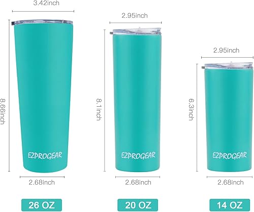 Miniatura 3 de Ezprogear Paquete de 4 vasos de acero inoxidable de 20 onzas con aislamiento al vacío de doble pared con tapa y popote (20 onzas, 4 unidades,