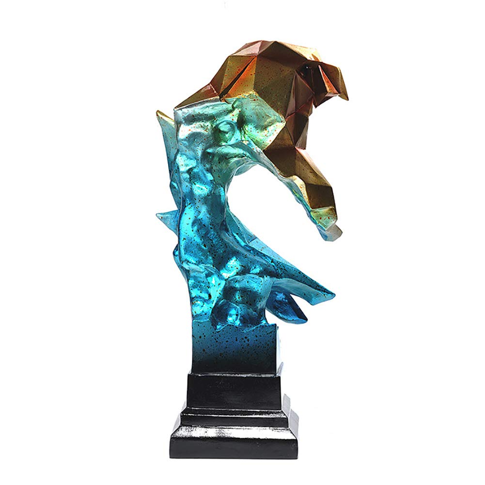 Cabeza De águila Calva & Busto Estatuas,Vida Silvestre Decoración del Hogar Abstracto Regalos,Moderno Geométrica Halcón Esculturas Resina Animal Colección Figuras-C 14 * 18 * 36cm