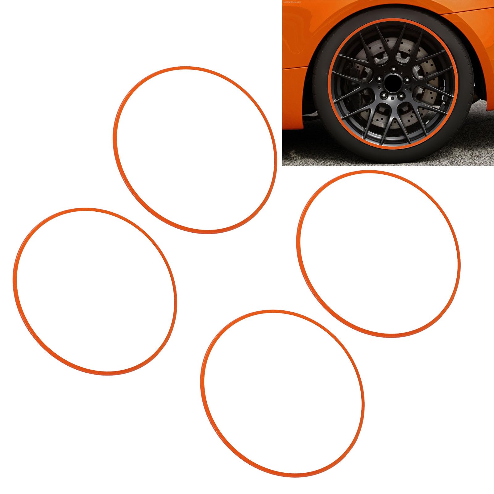 Yctze Anneau de de Jante de Voiture en Alliage D'aluminium de 20 Pouces Orange Ensemble de 4 Protecteurs de Jante Faciles à Installer Universel en Alliage