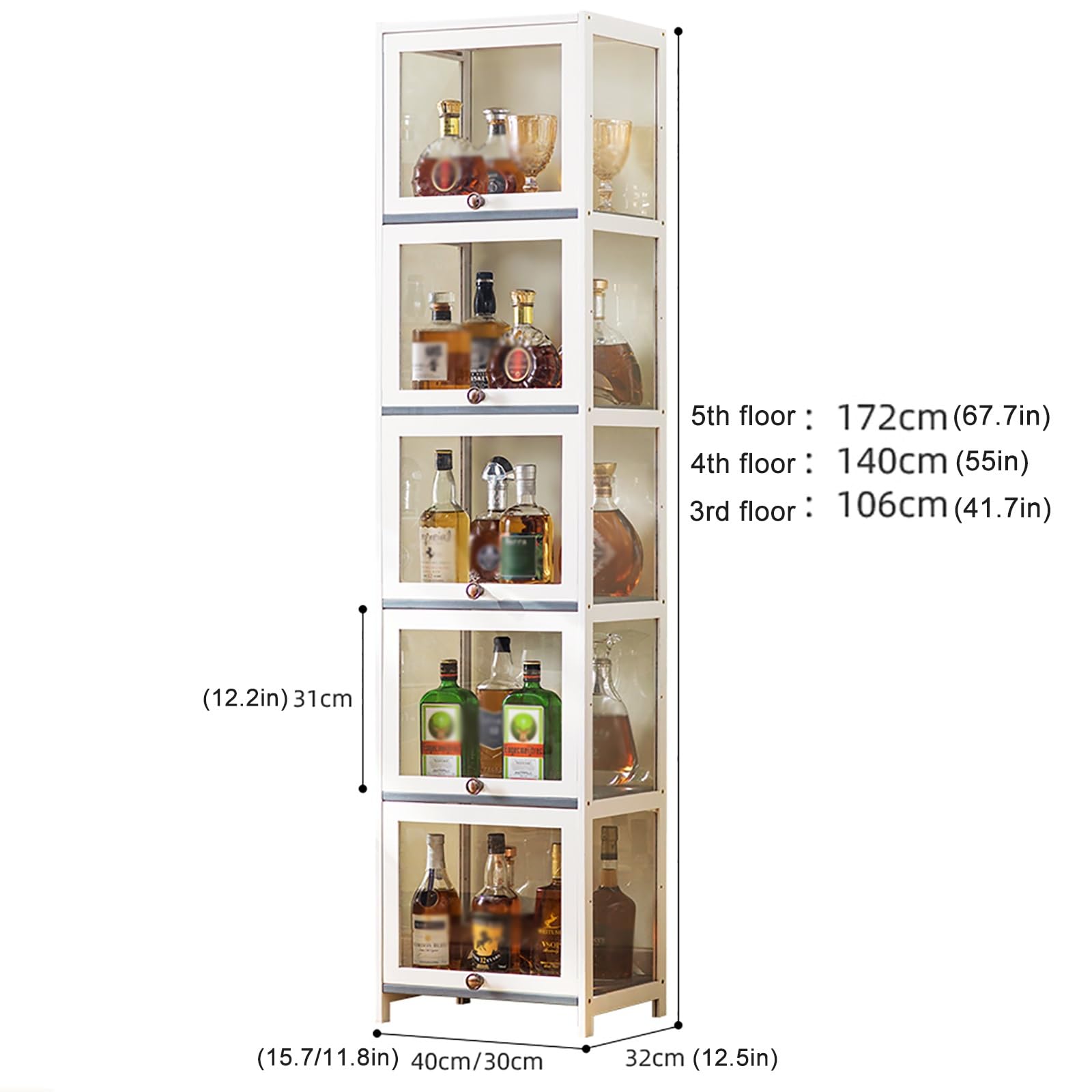 Botellero Vino Vertical Gran Capacidad A La Moda Wine Rack Standing Fácil de Montar Fácil de Limpiar Gabinete de Almacenamiento Cocina Sala Comedor Bar En Casa(4 Layers 30cm)