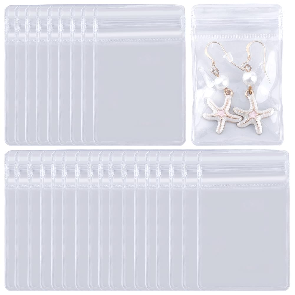 SOFPLATE 100Pcs Clear Jewelry Bags 4x6cm PVC Clear Jewelry Anti Oxidation Zipper Bag Antitarnish Plastic Bags Transparent Storage Pouches for Packaging Holding Jewelry Rings Earrings Small Business