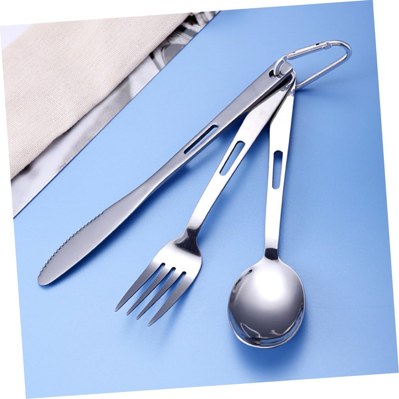BESPORTBLE 2sets Portable Stainless Steel Camping Cutlery Set Travel Utensils Fork Knife Spoon Lightweight and Easy to Clean for Outdoor Dining and Picnics