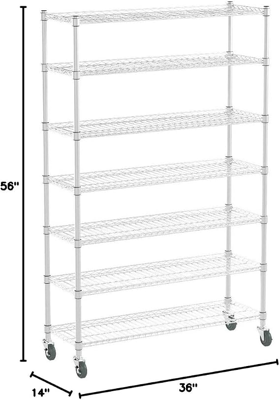 Seville Classics Commerical Grade NSF-Certified Bin Rack Storage Steel Wire Shelving System - 16 Bins - Gray