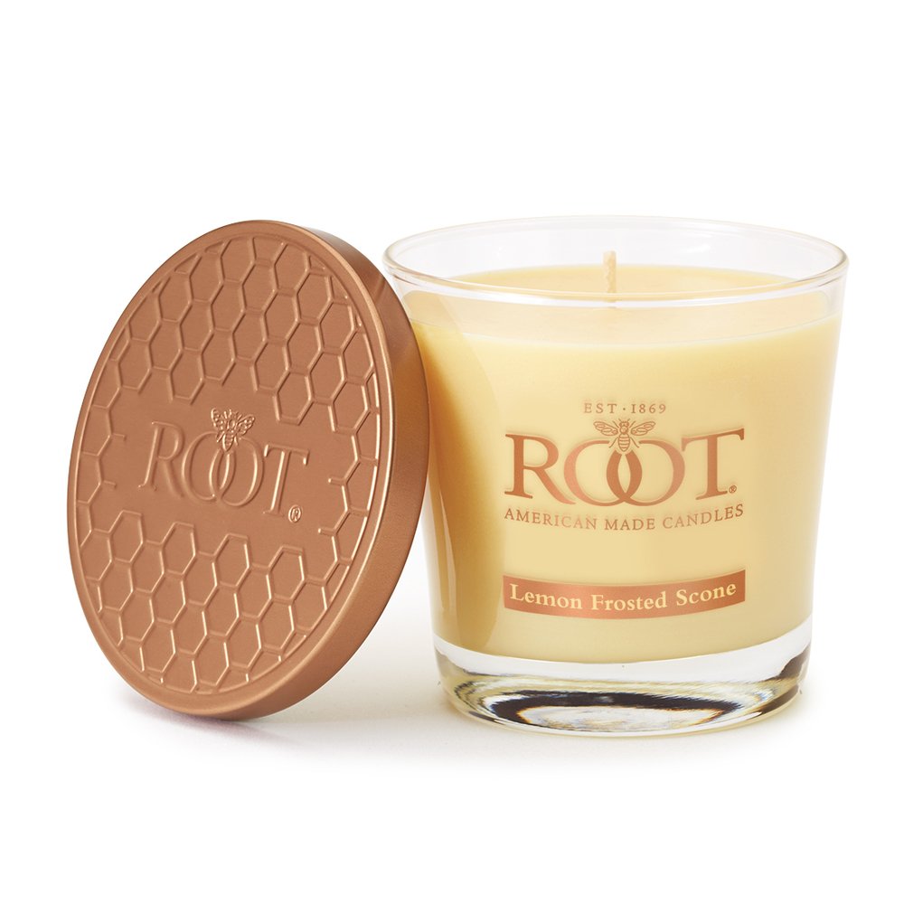 Root Candles Honeycomb Veriglass Scented Beeswax Blend Candle, Small, Lemon Scone