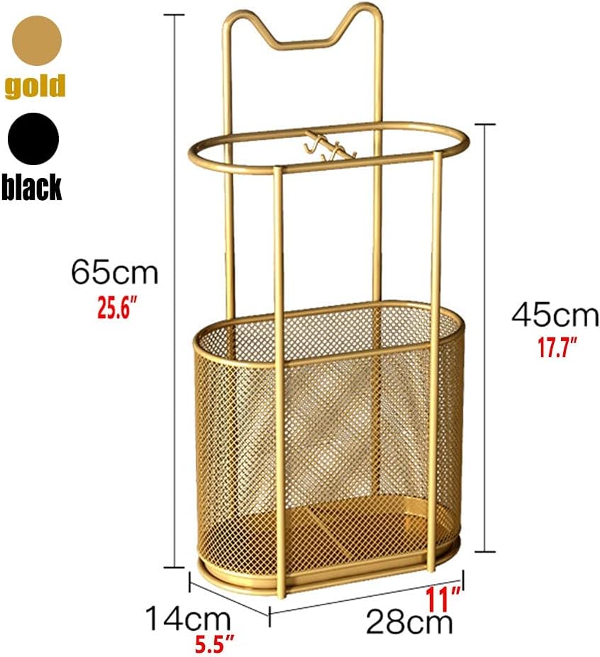 Racks Black Indoor Umbrella Holder, Elegant Corridor Entrance Decoration Family Umbrella Basket, Cane Cue Scroll Storage Basket (Color : Black)