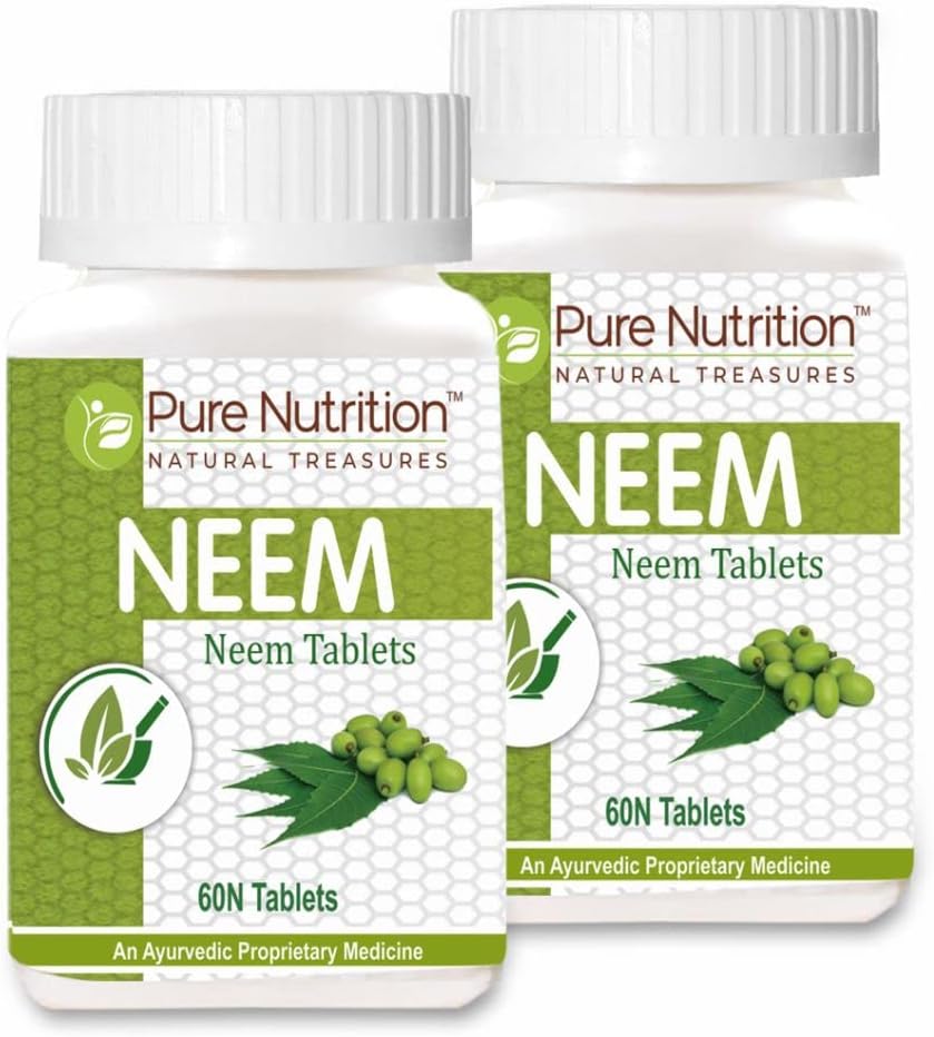 Pure Nutrition Naturals Neem - Combo Pack of 2 (60 Tablets Per Bottle)