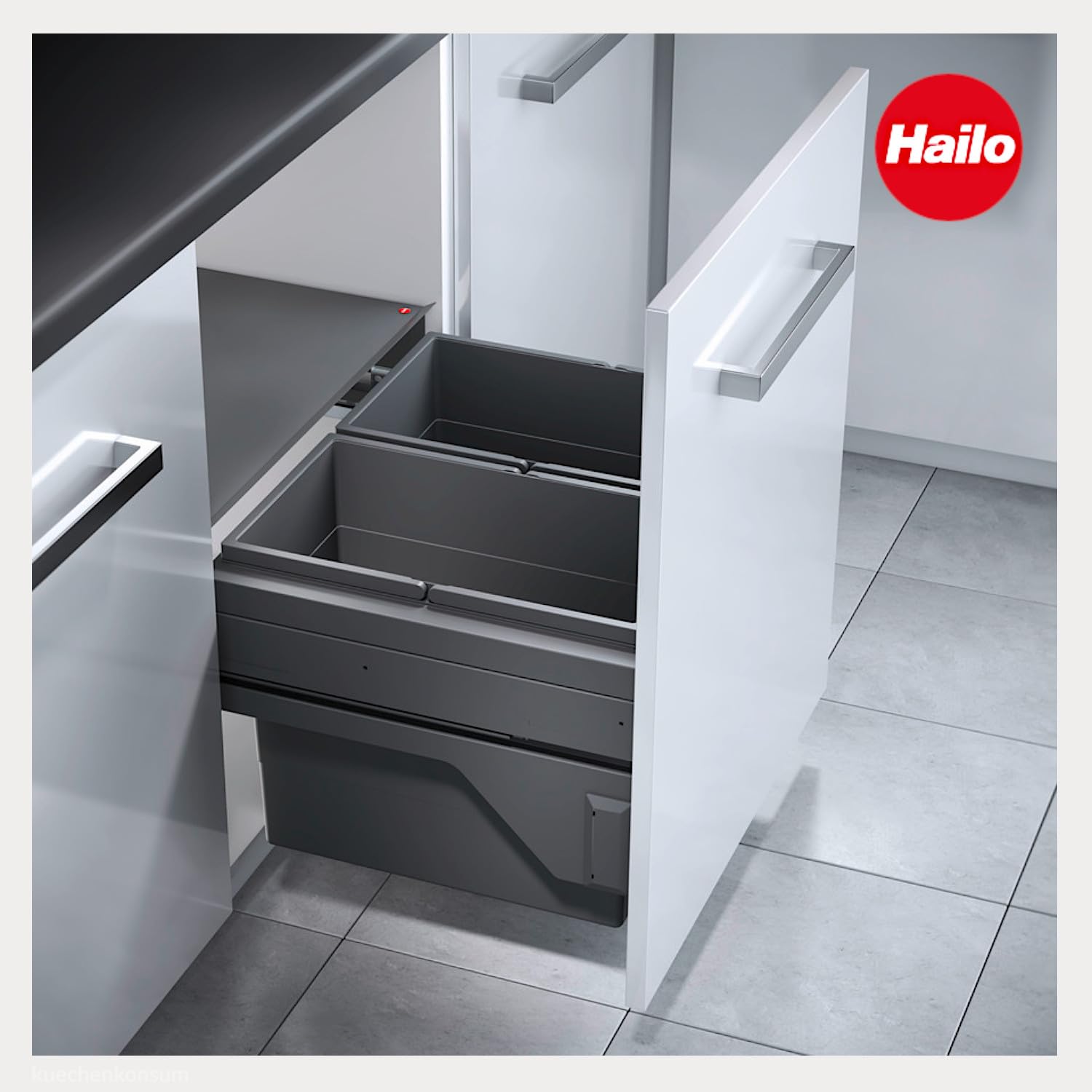 Hailo Cubo de basura 361084, 2 unidades de 28 litros, para armario de 60 cm de ancho, color antracita | de mueble