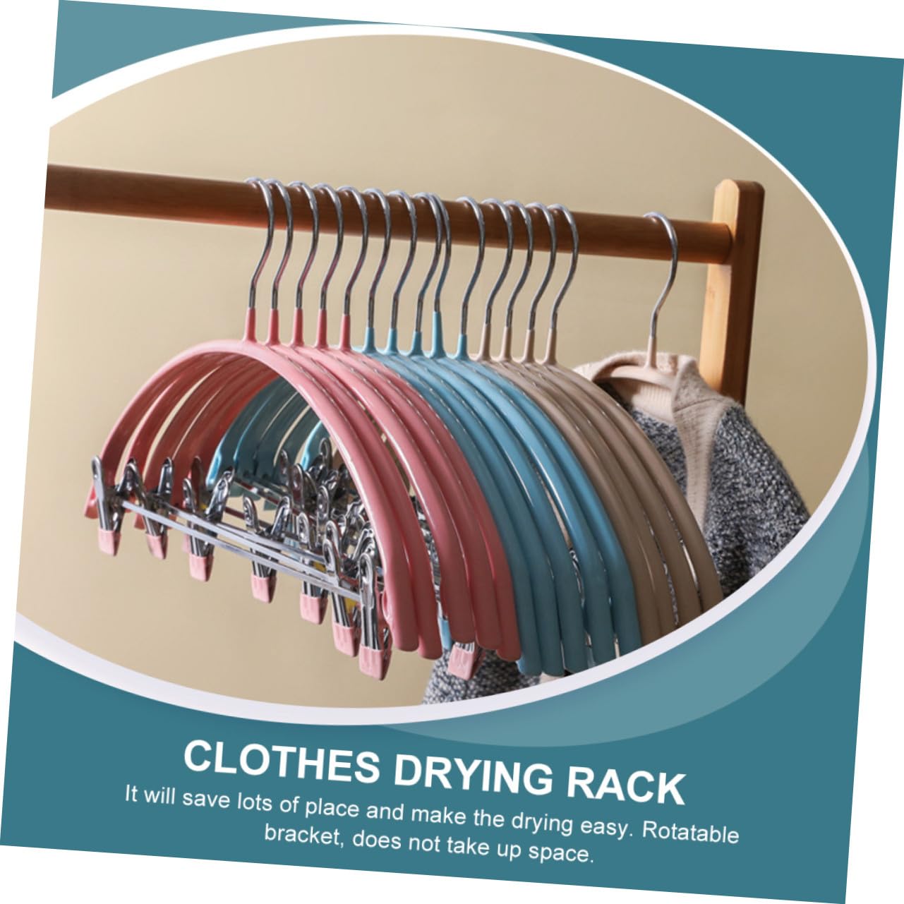 Perchas Antideslizantes para Ropa Clip, 5 Unidades, Color Verde Oscuro, Diseño Semicircular, Material Plástico Recubierto, para Adultos, Uso Doméstico y Organización De Armarios