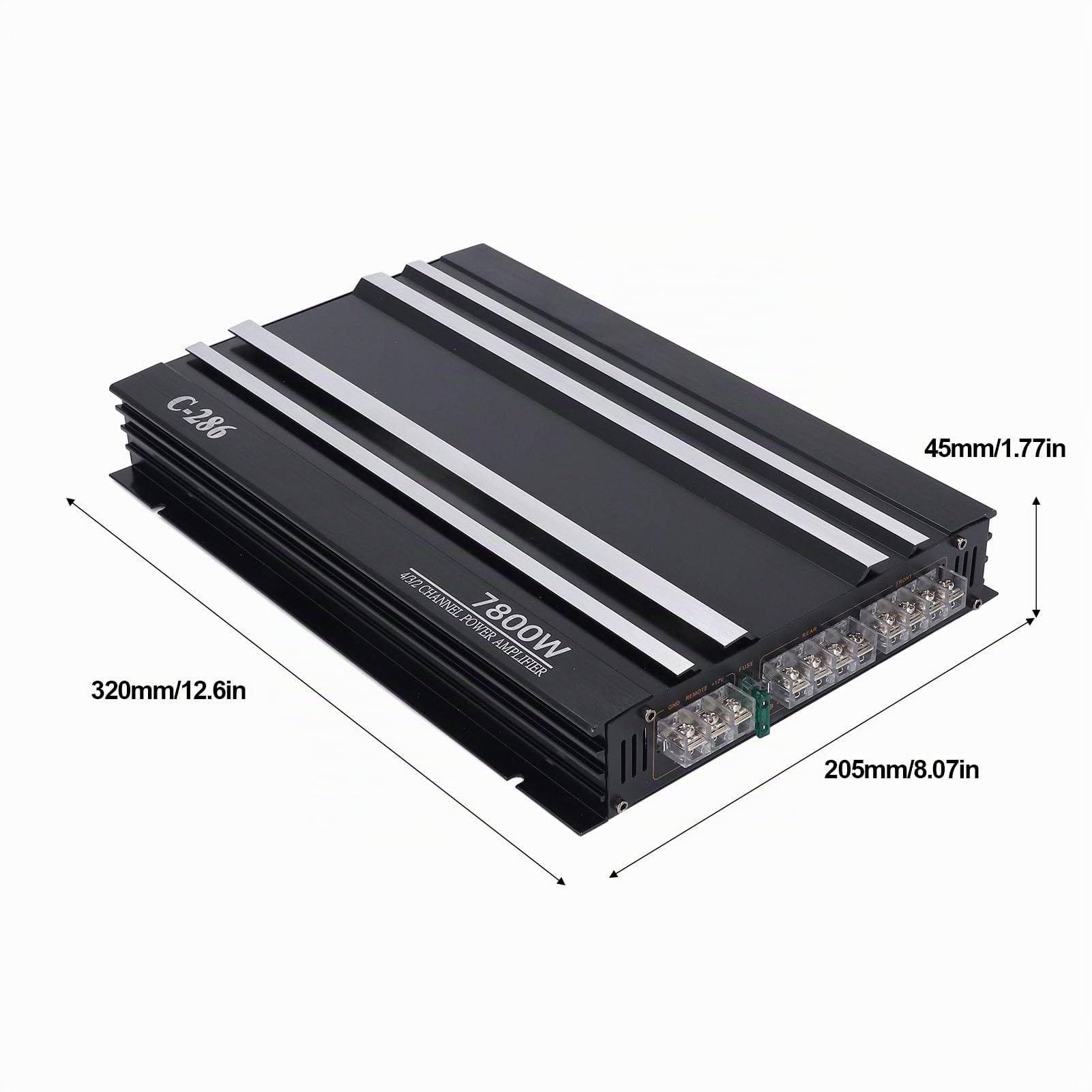 Amplificateur de Puissance Stéréo de Voiture Classe AB Amplificateur de Puissance Audio à 4 Canaux 7800 W Amplificateur Haute Puissance pour Camion Bateau UTV Moto DC 12 V