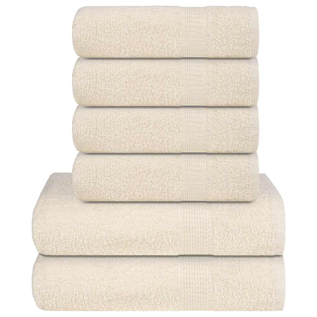 6-częściowy zestaw ręczników FROGN Cream 360 g/m², 100% bawełny, chłonny ręcznik kąpielowy, ręcznik kąpielowy, spa, do spa, w podróż, łatwy w pielęgnacji, miękki, szybkoschnący, do łazienki