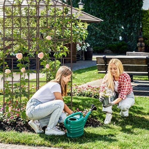 Image of LZRS 2 Pack 83x20in Rustic Iron Arch Decoration Garden Trellis with Metal Coating - Perfect for Supporting Climbing Plants Outdoor, Roses, Vines, Flowers, and Vegetables, Brown
