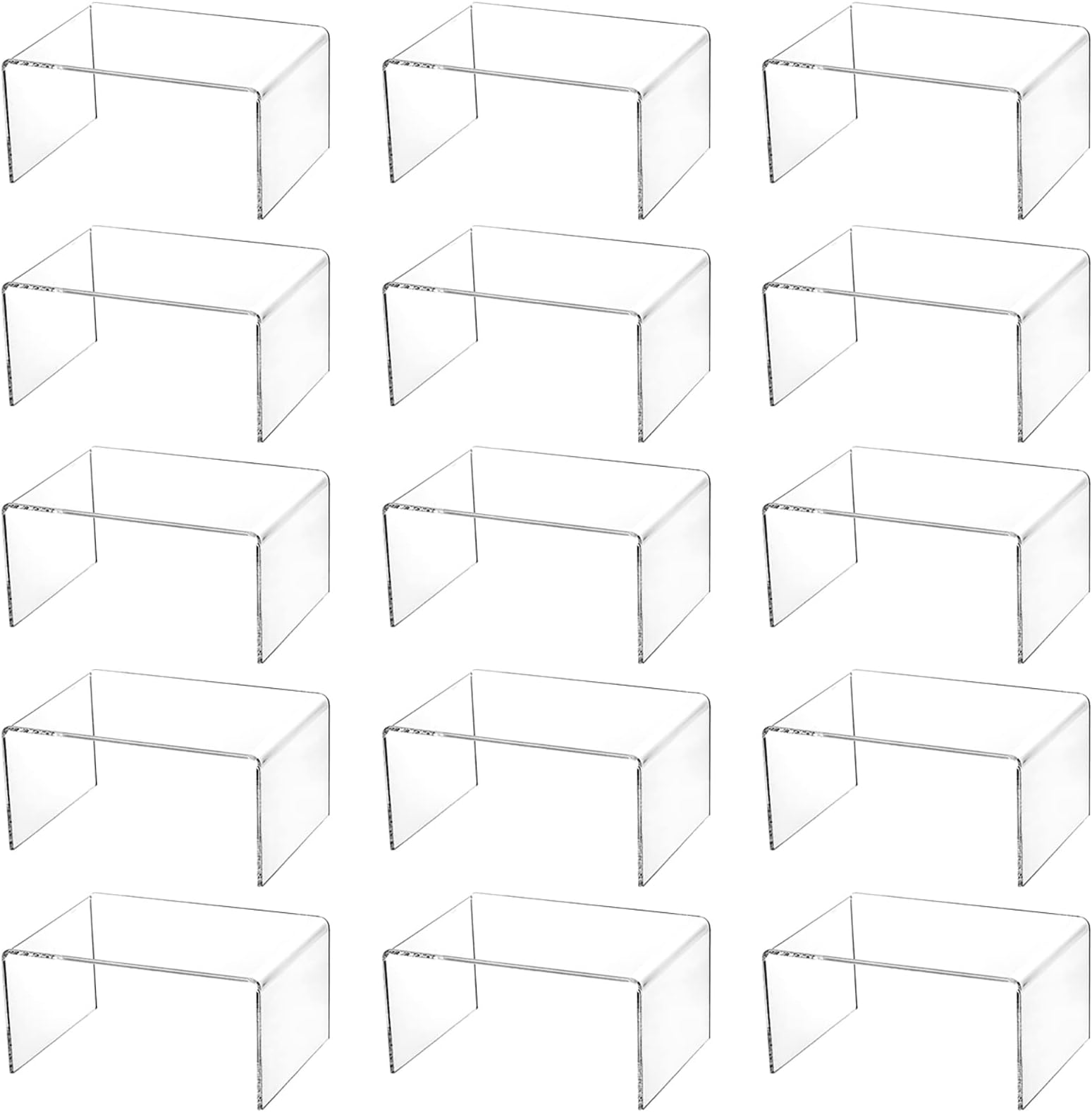 Hedume 16 Pack Clear Acrylic Display Risers, 4.4" x 3.2" x 2.2" Display Stand for Figures, Buffets, Dessert, Cupcakes, Candy, Jewelry and Collectibles