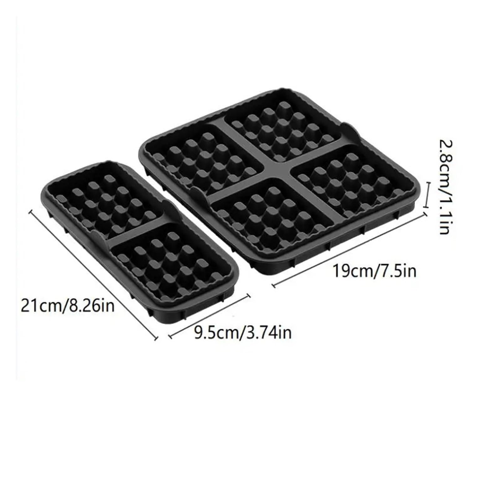 Air Fryer Waffle Mold, Reusable Silicone Baking Mat for Dual Basket Models, Non-Stick & Easy Clean, 1/2Pcs(Black2pcs)