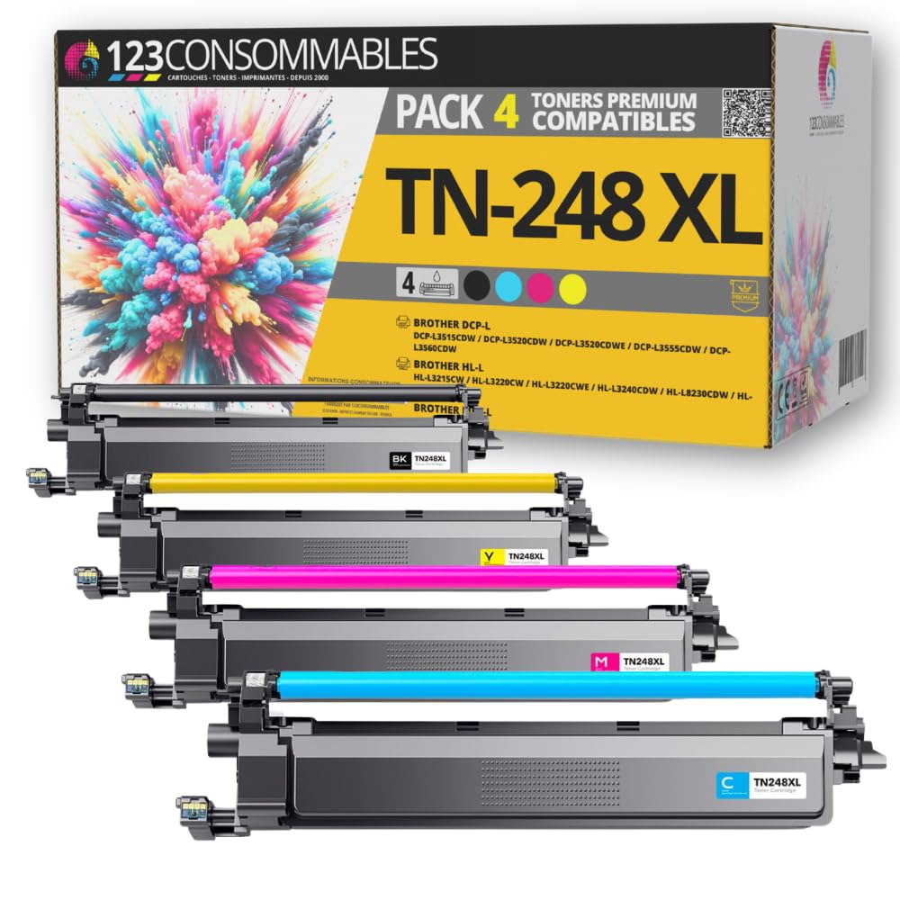 123CONSOMMABLES - Pack de tóner compatible (TN248XL / 4 colores)