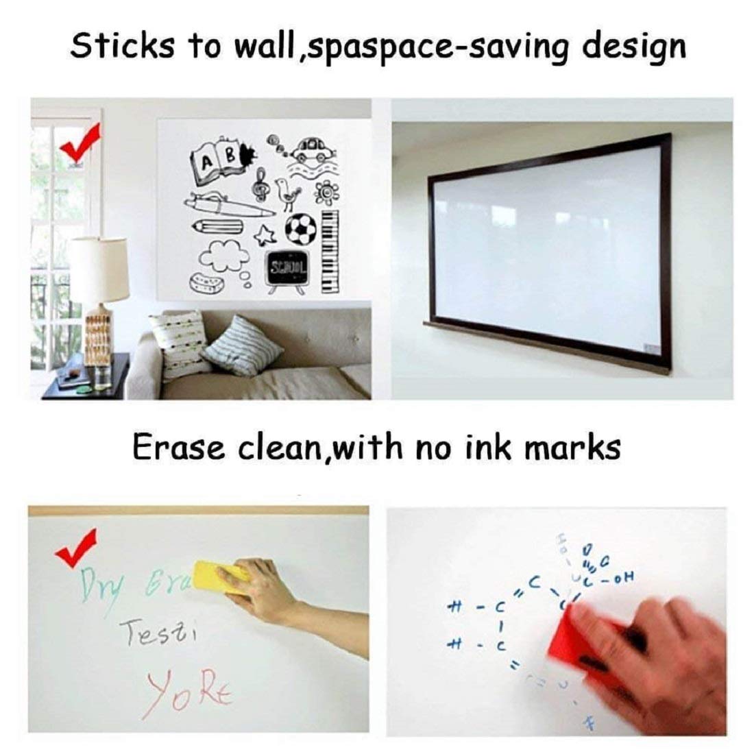 Awestuffs Imported Whiteboard Self Adhesive Wallpaper Sticker for Kids Home Classroom Office Room with Marker (XXXL - 60 x 200 cm) 4