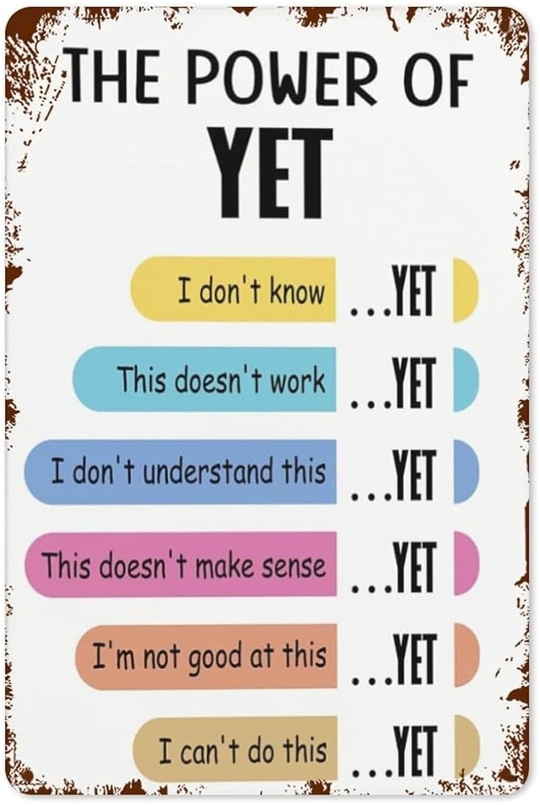 HDKYSWBUEJ Learning Journey Metal Sign Mistakes Help Me Grow Stronger Tin Wall Decor Weathered Edge For Elementary Teacher Desk Wall 8 X 12 inch