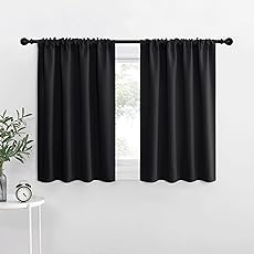 RYB HOME Kitchen Curtains Room Darkening Privacy Small Window Curtains for Bedroom Bathroom Basement RV Camper Cafe, Wide 29 inches x Long 30 inches, Teal Blue, 2 Panels