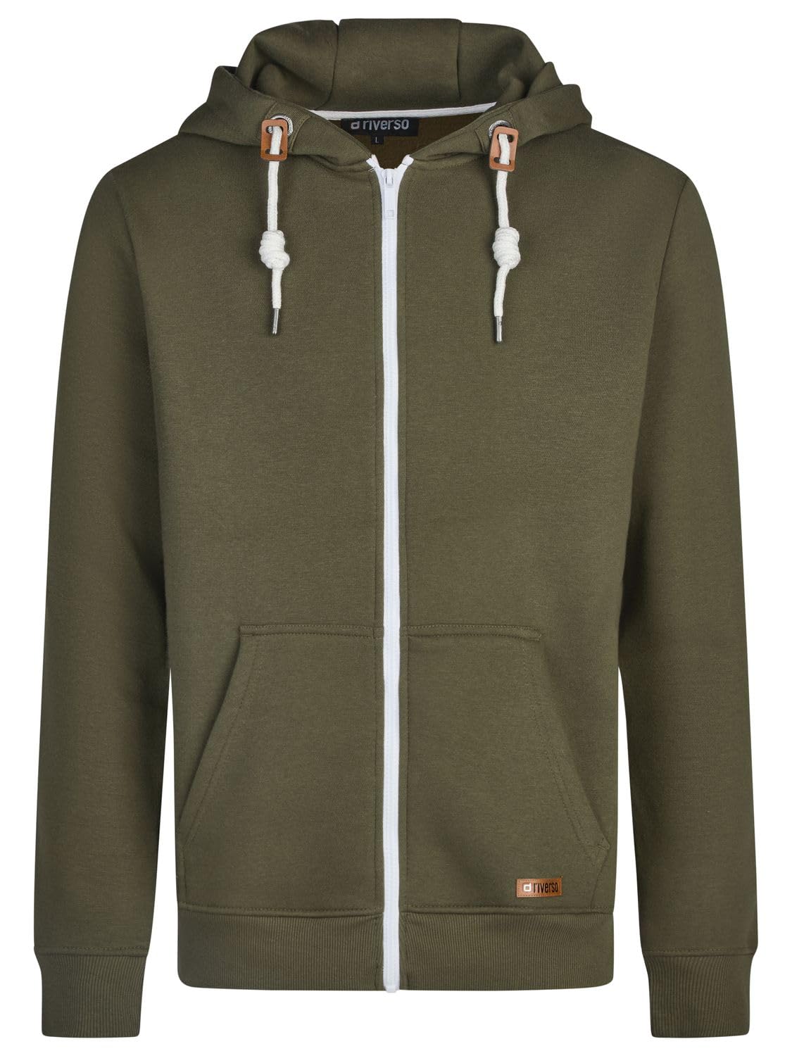 riverso RIVThilo - Sudadera con Capucha y Cremallera para Hombre, Color Gris, marrón, Verde, Rojo, Azul, Negro, S, M, L, XL, 2XL, 3XL, 4XL, 5XL