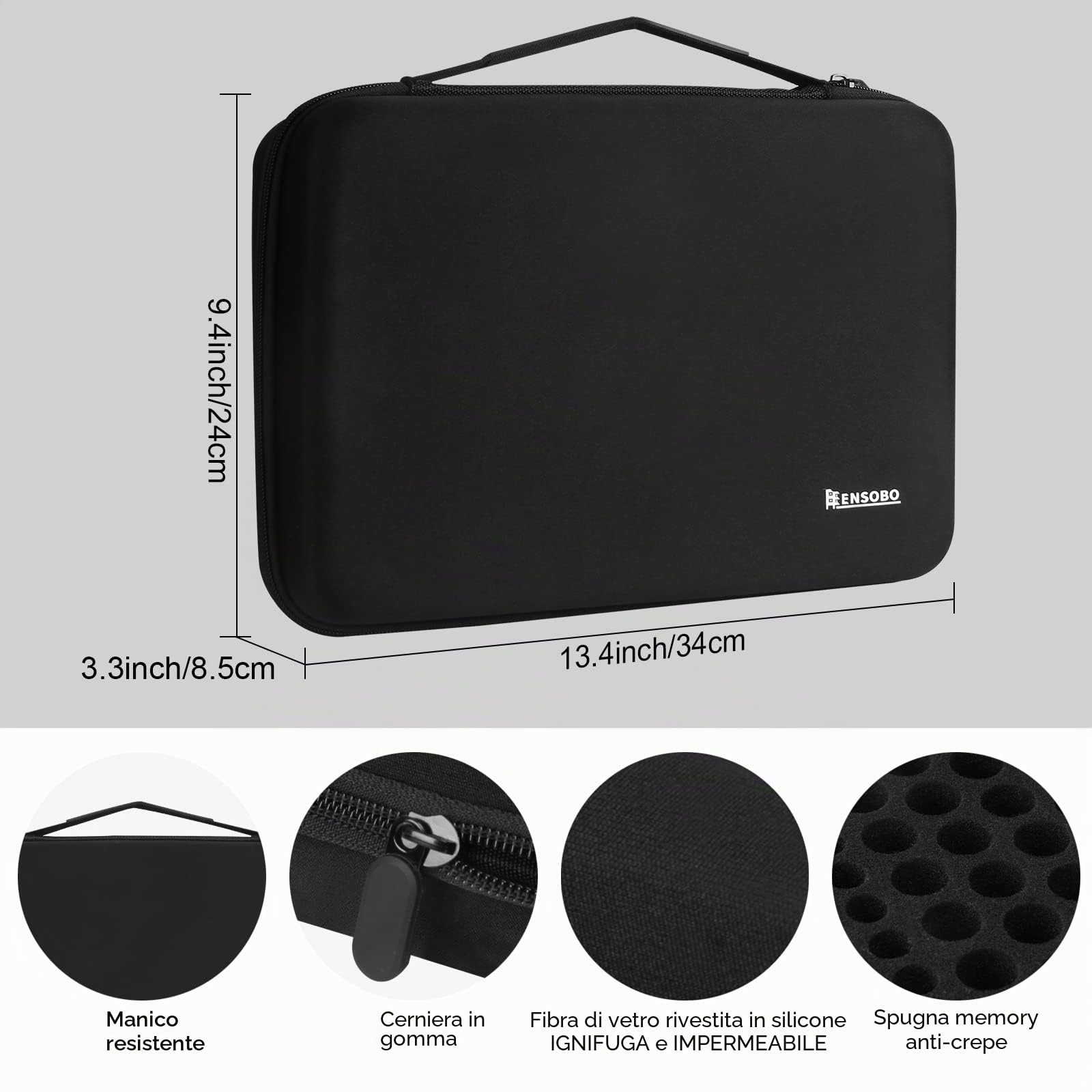 ENSOBO Custodia per Organizer Batterie 148 Pezzi AA AAA C D 9V con Tester Rimovibile Nero