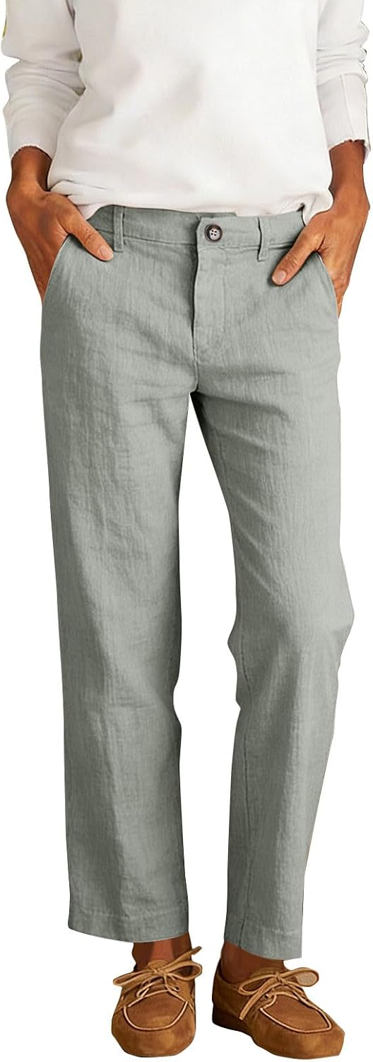 Womens Straight Leg Dress Work Pants High Waist Stretchy Business Casual Pants Office Trousers Slacks with Pockets