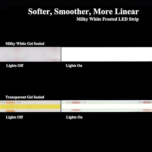 Miniatura 3 de JOYLIT Tira de luz LED COB difusa, 24 V, 5000 K, luz blanca diurna, 16.4 pies, 540 lmft, súper brillante, UL de primera calidad, recubierto de gel
