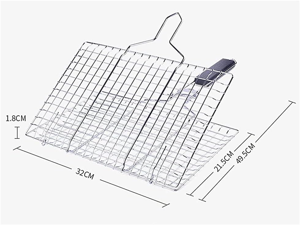 Stainless steel grilled net, portable barbed basket, detachable grilled net, folding grid, square barbecue basket grilled fish