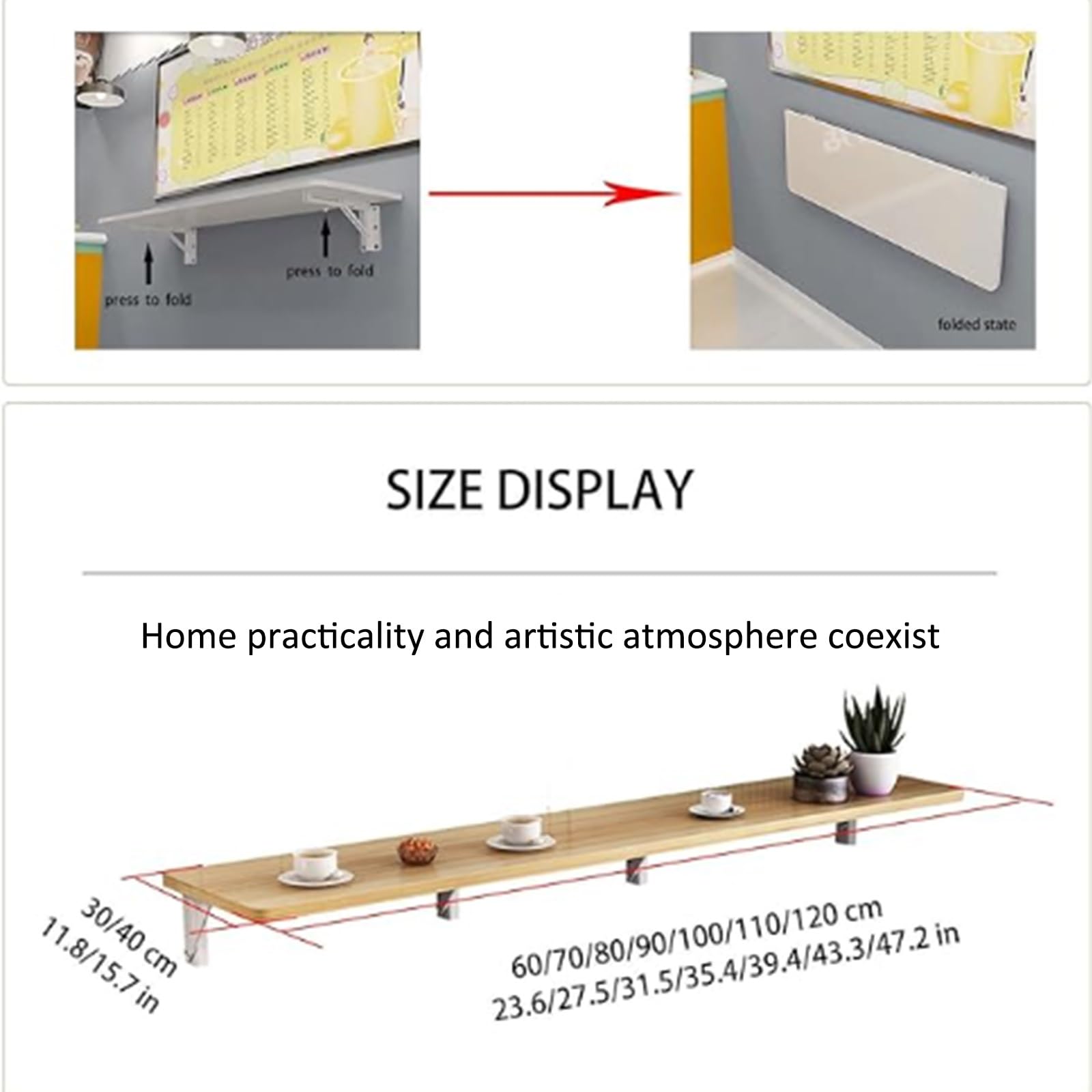 Bureau informatique multifonctions, bureau convertible, bureau Rabattable, Table murale escamotable,bureau d'ordinateur, bureau en bois, table rabattable, bureau suspendu, table suspendu avec Ardoise(