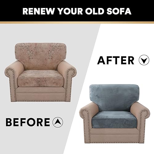 Miniatura 7 de PrinceDeco Fundas para sillas de terciopelo de varias piezas, fundas de cojín para sofá, fundas de cojín lavables, fundas de cojín de asiento y