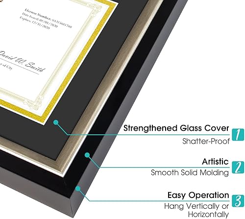 Miniatura 7 de Space Art Deco, Marco de fotos de 11 x 14 pulgadas con 2 aperturas para dos licencias comerciales de 5.5 x 8.5 pulgadas con paspartú o marco de 11 x