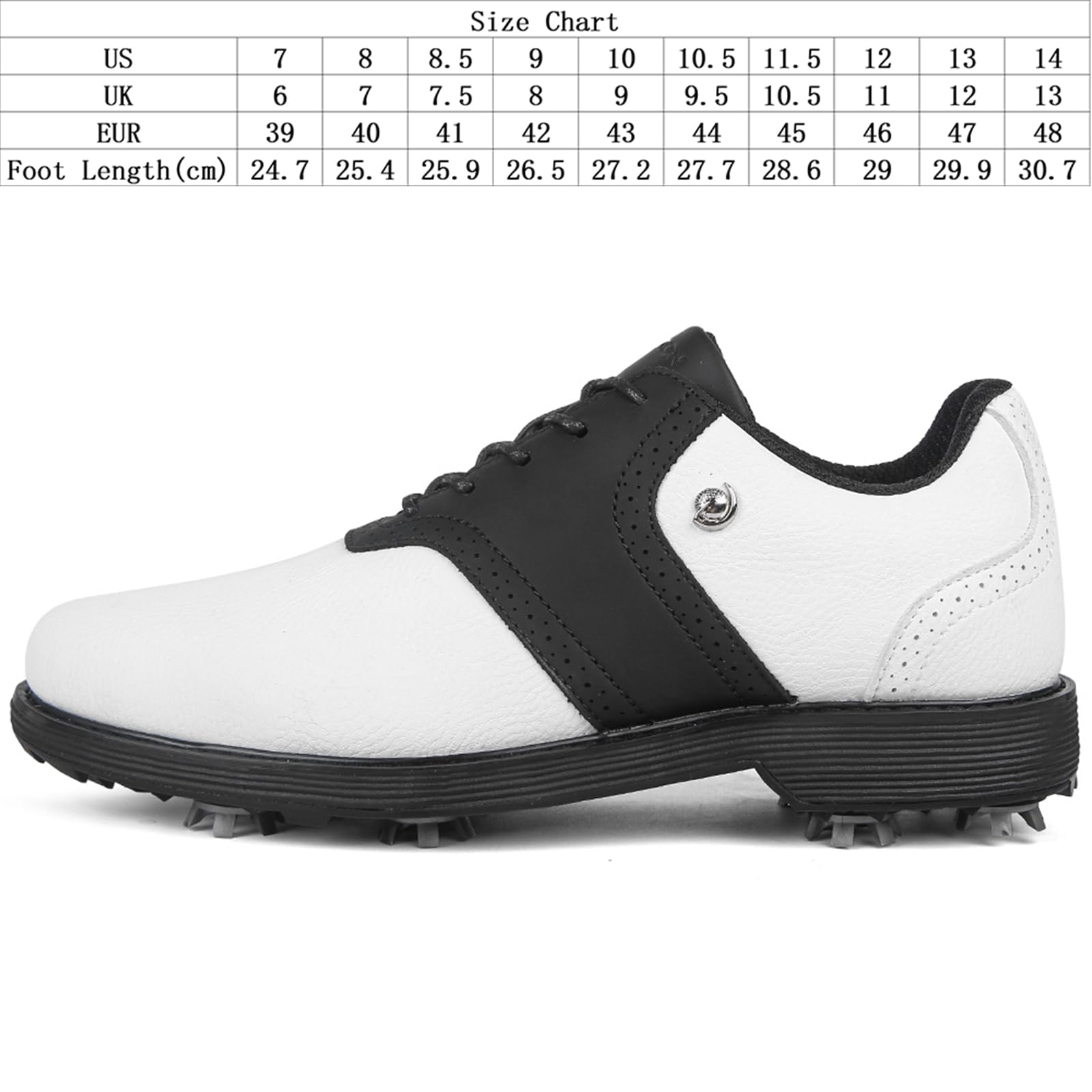 Zapatos de Golf para Hombre con Piel con Clavos, Zapatillas Deportivas Impermeables para Golf, Antideslizantes, Ligeras, cómodas para Exteriores, para Entrenar Golf