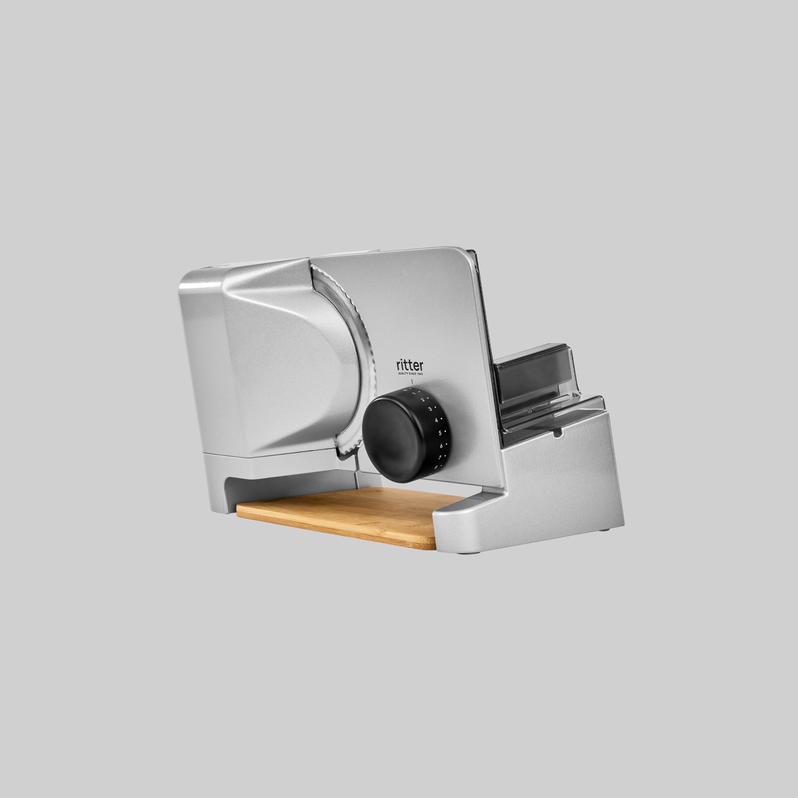 Ritter Varido 5 Elektrischer Allesschneider Brotschneidemaschine aus Metall mit ECO-Motor Made in Germany Silbermetallic