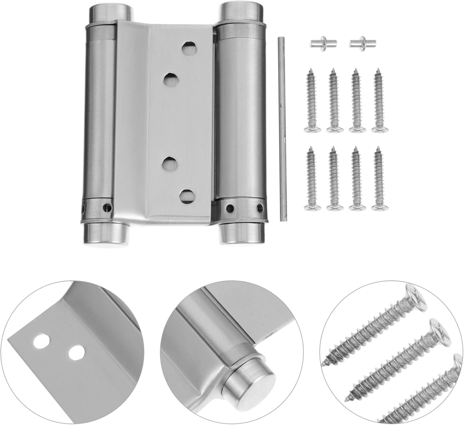 Door Hinges 3 PCS Double Action Spring Swing Hinge gate Dual Stainless Steel(Silver,13X10X2CMx2pcs)