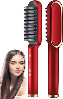 Escova para alisamento de cabelo, pente para alisamento de cabelo íon negativo, pente para ondulação, pente de cabelo de dupla finalidade, tala não danifica a fivela interna para salão profissional em casa