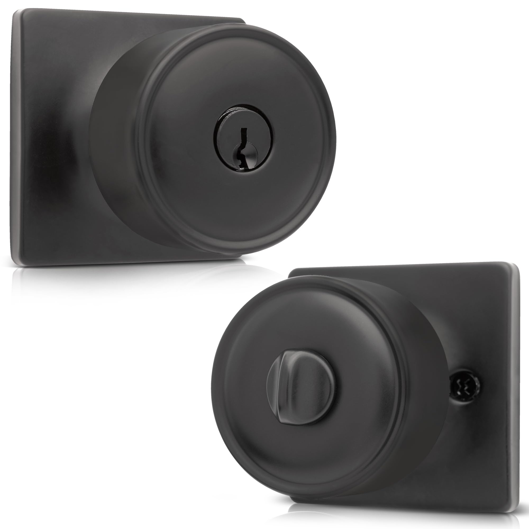 Bouton de porte avec serrure Honeywell noir mat au design contemporain