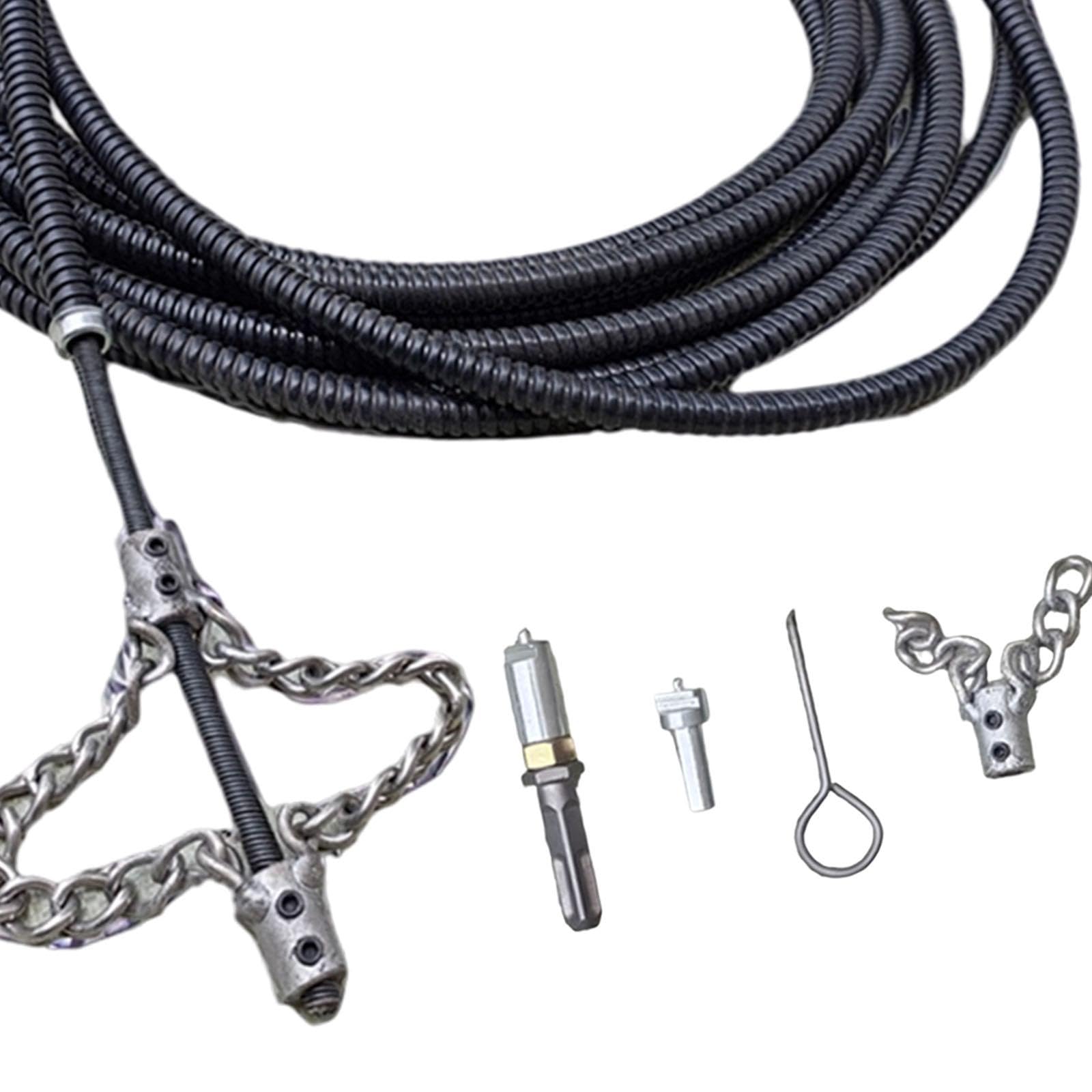 Milageto Limpiador de desagües, destapador de desagües, de limpieza, desatascador, herramientas de dragado para lavabos, alcantarillas, tuberías de, 3m