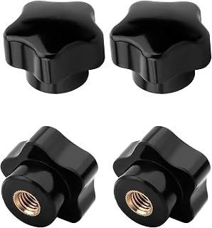 Othmro Star Knob Grip Handle M5 Diameter Iron/Brass Insert Female Thread Black Set of 4 Black