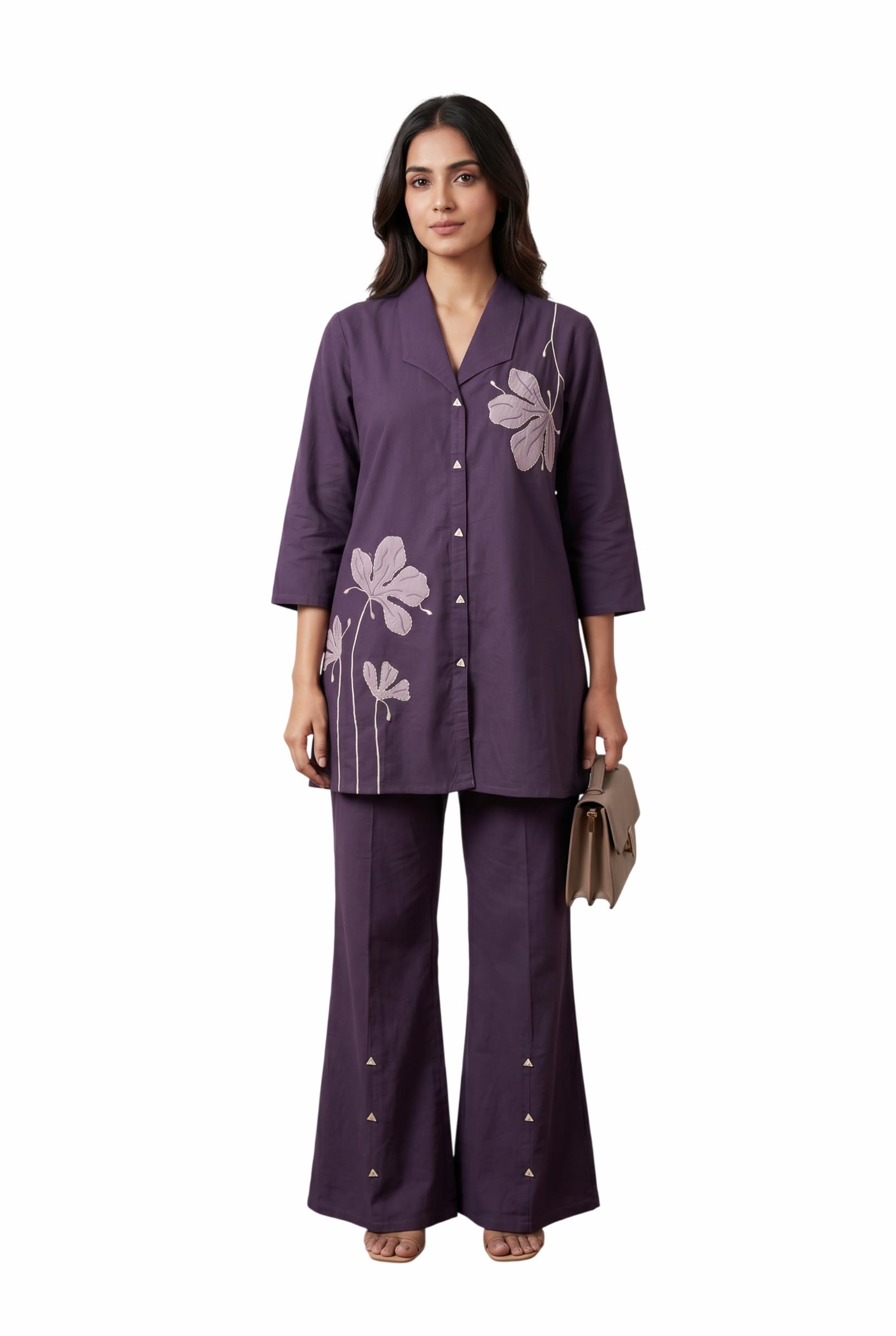 jisora Women's Purple Embroidered Cotton Flex Co-ord Set-picture-14