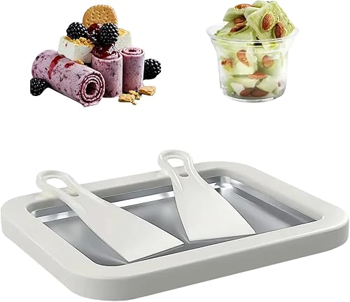 Miniatura 9 de Máquina para hacer helados enrollados, sartén para puntos dulces, plato frío instantáneo, ideal para hacer helado enrollado, suave para servir