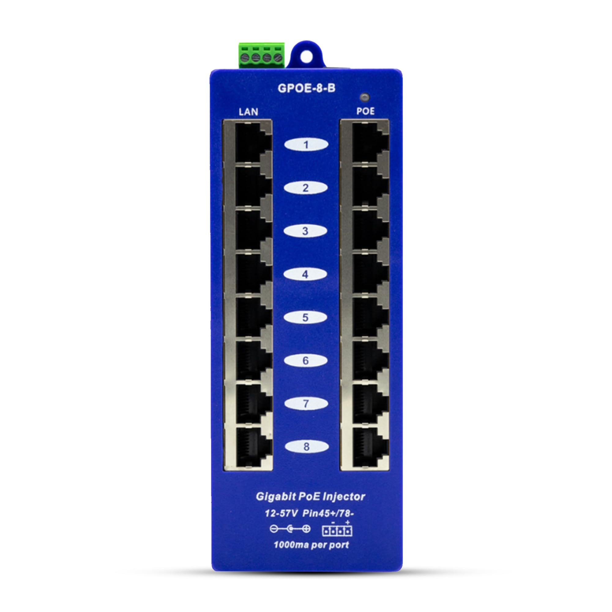 Wt-gpoe-8b Gigabit Injecteur PoE, 8 ports Gigabit PoE Injecteur pour 24 V Mikrotik et Ubiquiti appareils – Bloc d'alimentation non inclus
