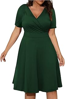 2025 - Verano Mujeres Sexy Cuello en V Manga Corta Color Sólido Swing Vestido de Cóctel Casual Vestido de Playa Vestido Sexy Señoras Negro Laca