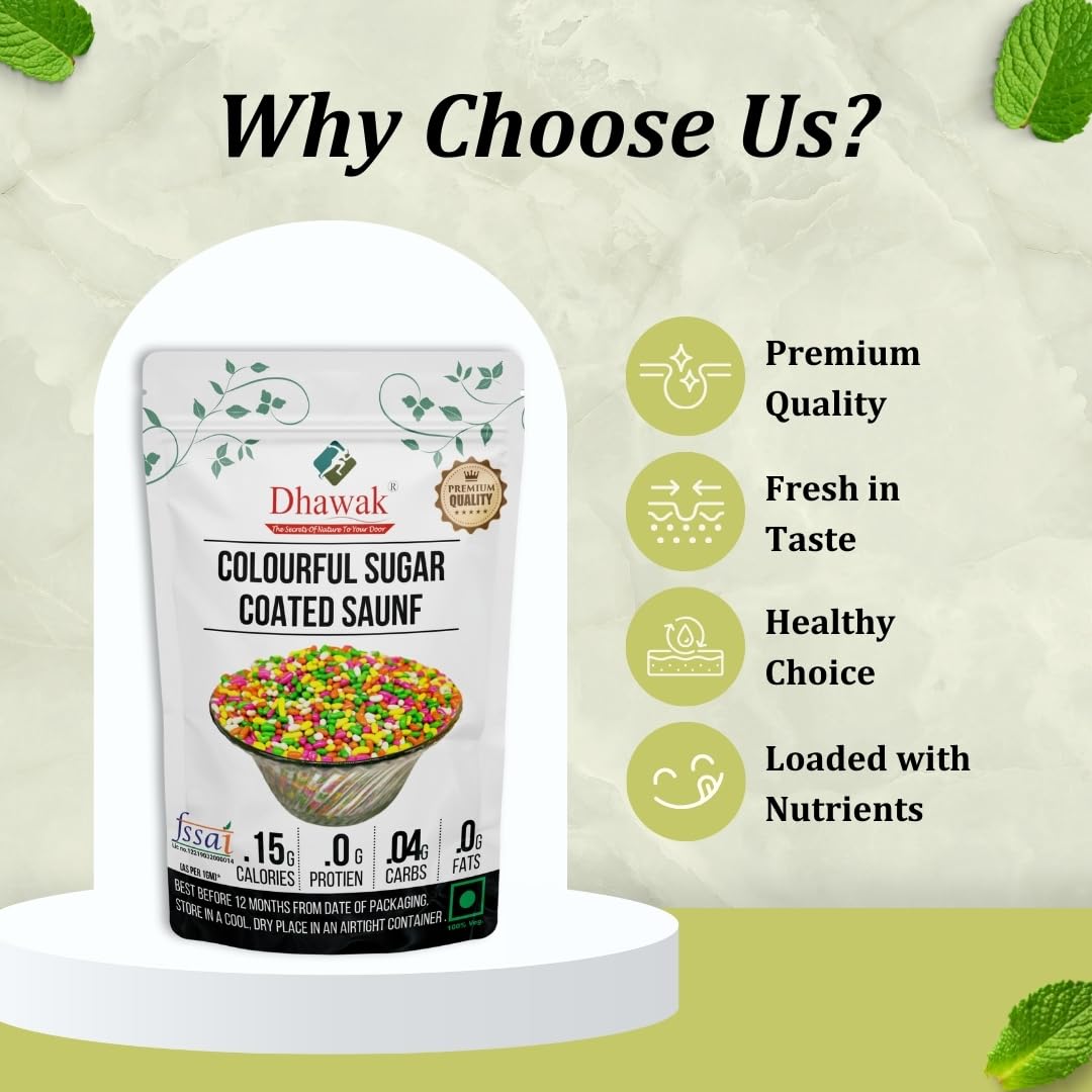 Dhawak Colourful Sugar Coated SAUNF|Colourful Fennel Seed - 900 GMS. Mouth FRESHNER - Image 5 thumbnail