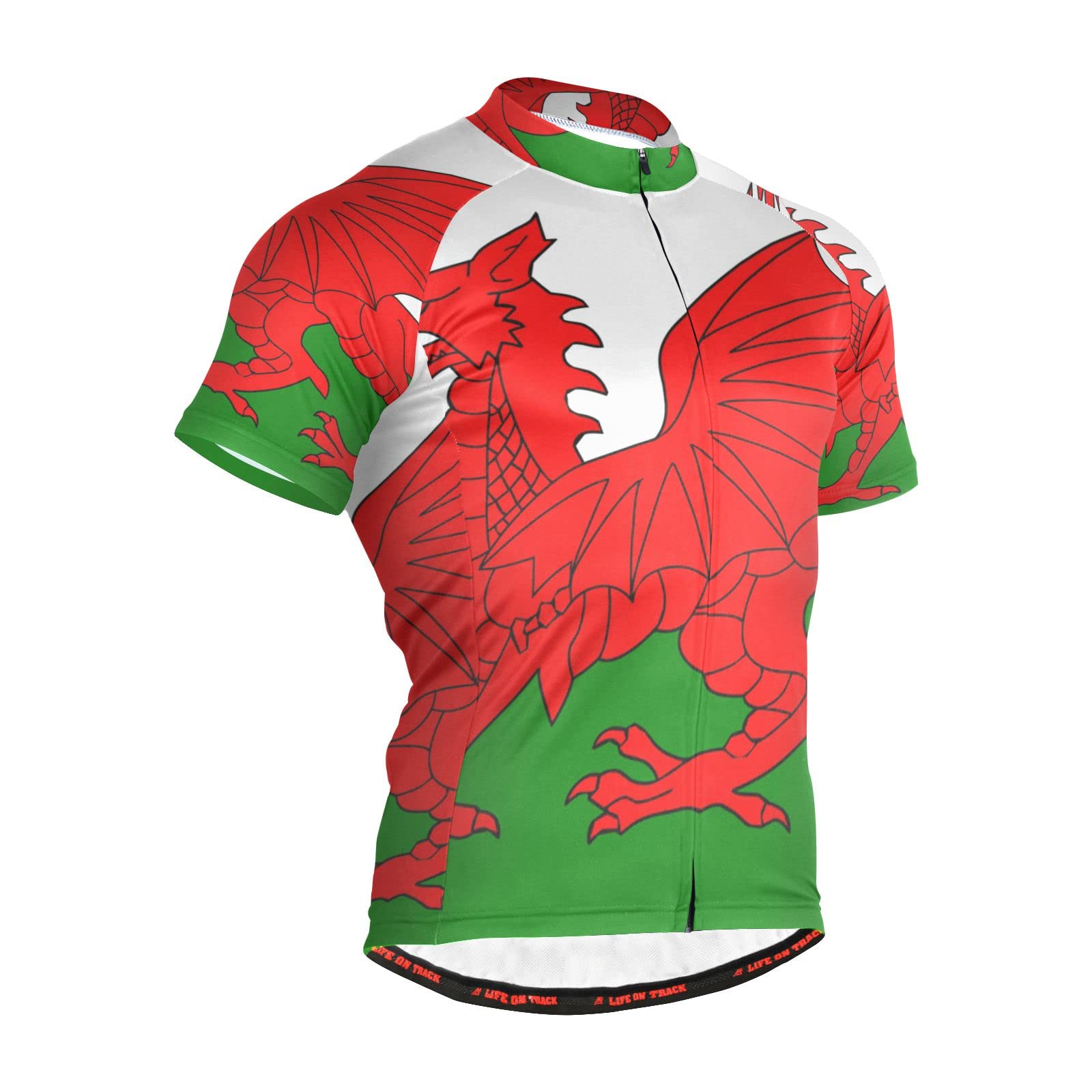 Wales Flag Men's Cycling Jersey Short Sleeve Bike Jacket Biking Bicycle Jersey Shirt
