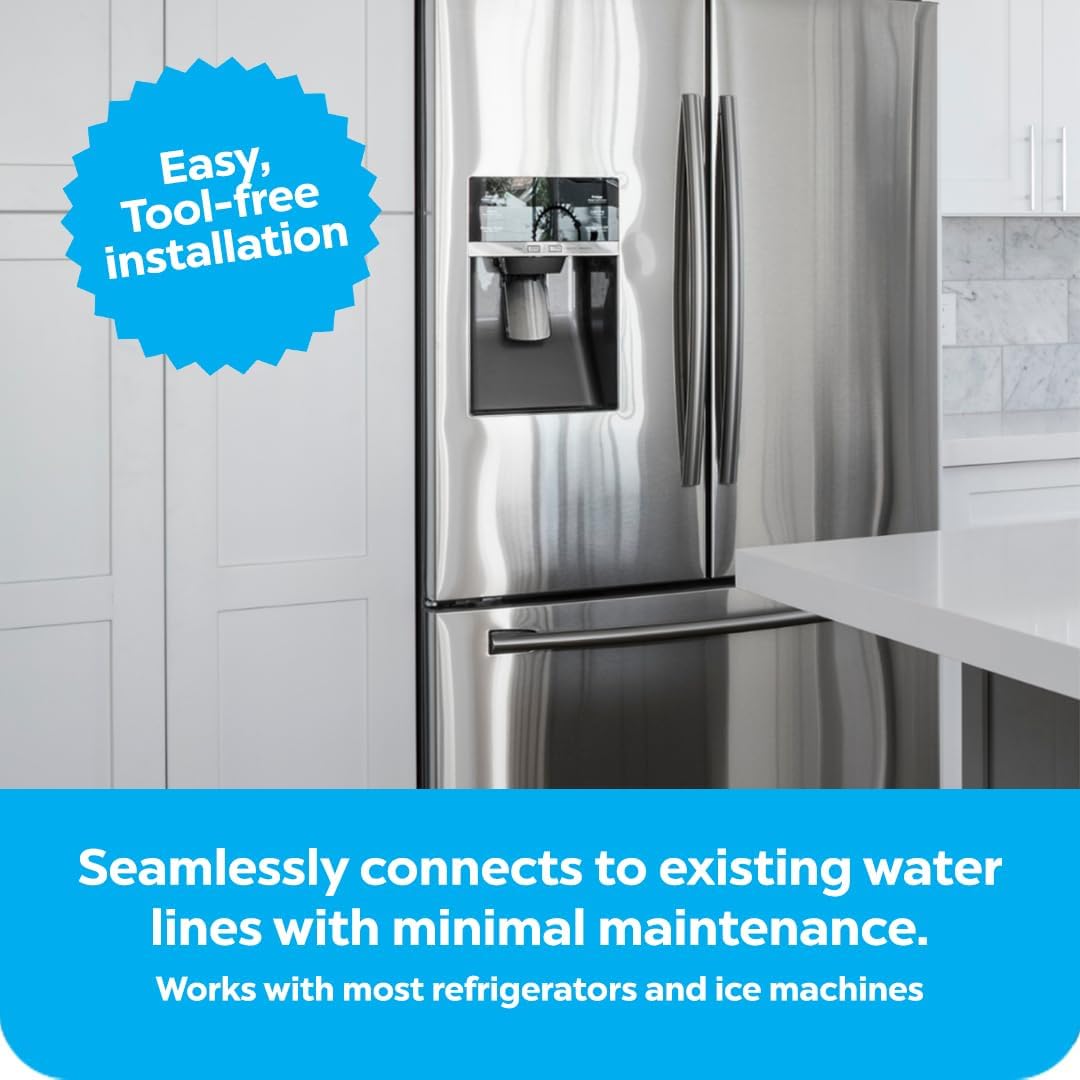 Clearbrook RF10-S Refrigerator Filter System, Inline Filtration, 1/4 inch Compression Stainless Steel Hose, Compatible with Refrigerators and Ice Machines