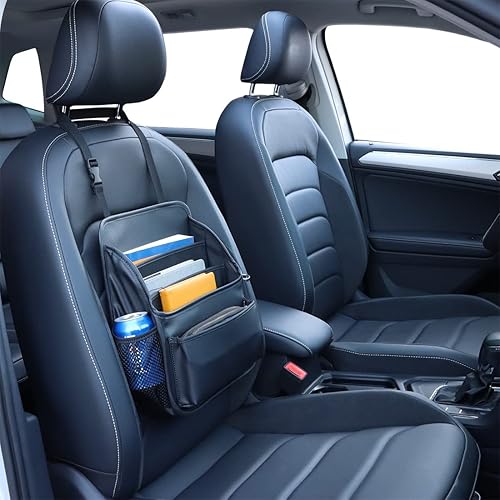 Miniatura 4 de Organizador de asiento delantero para tapicería de automóvil, bolsa de almacenamiento para asiento de pasajero, organizador grande y duradero para