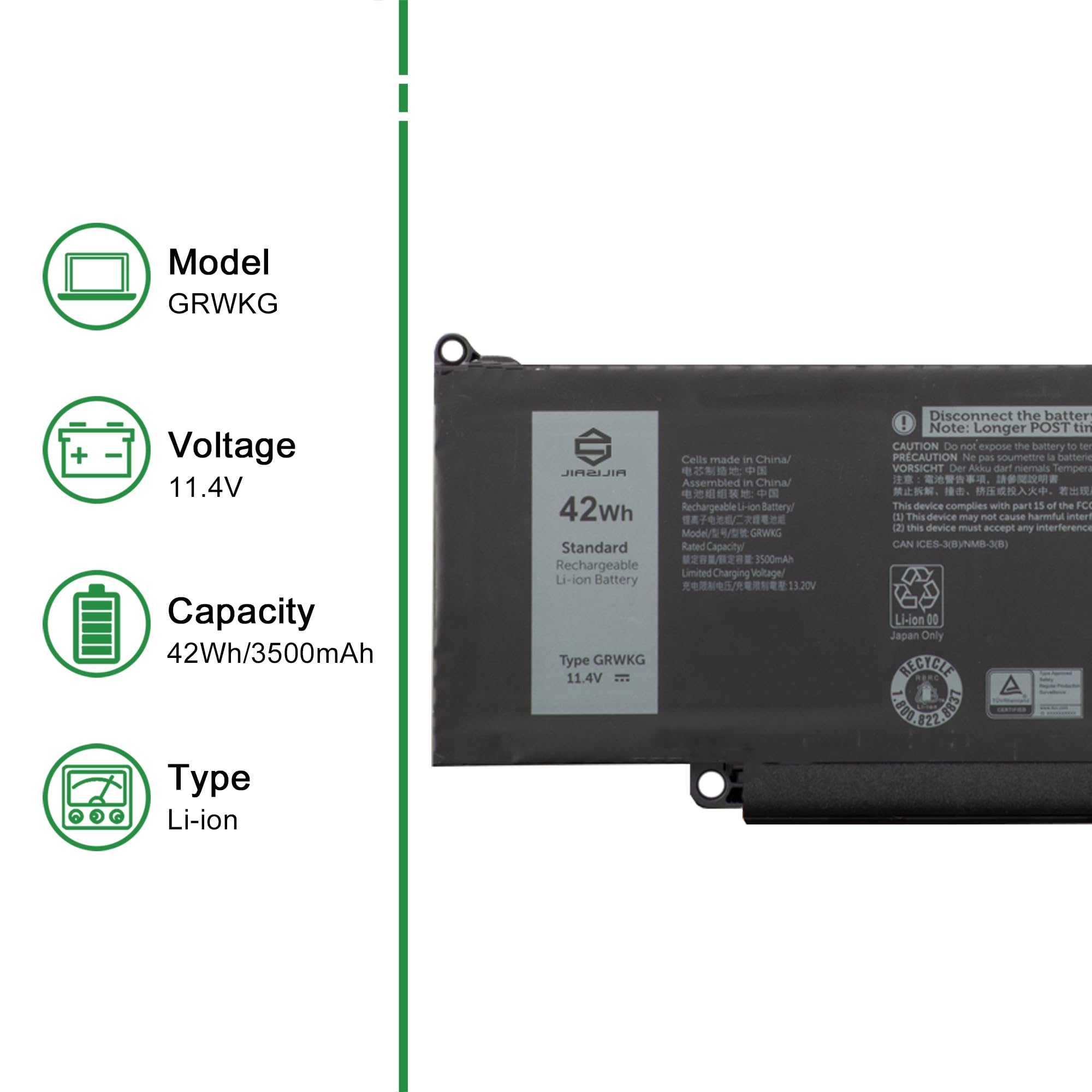 Amazon.com: JIAZIJIA GRWKG Laptop Battery Replacement for Dell