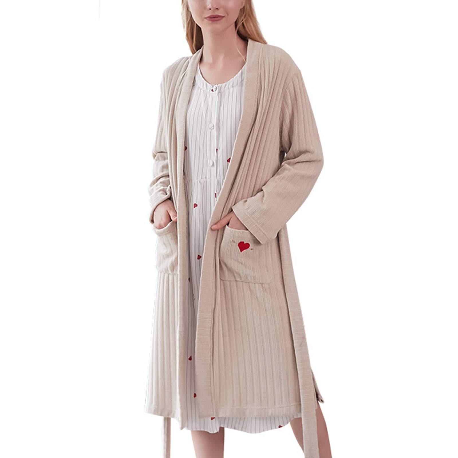 Peignoirs de pyjamas pour femmes avec finitions soignées couleur unie abricot M