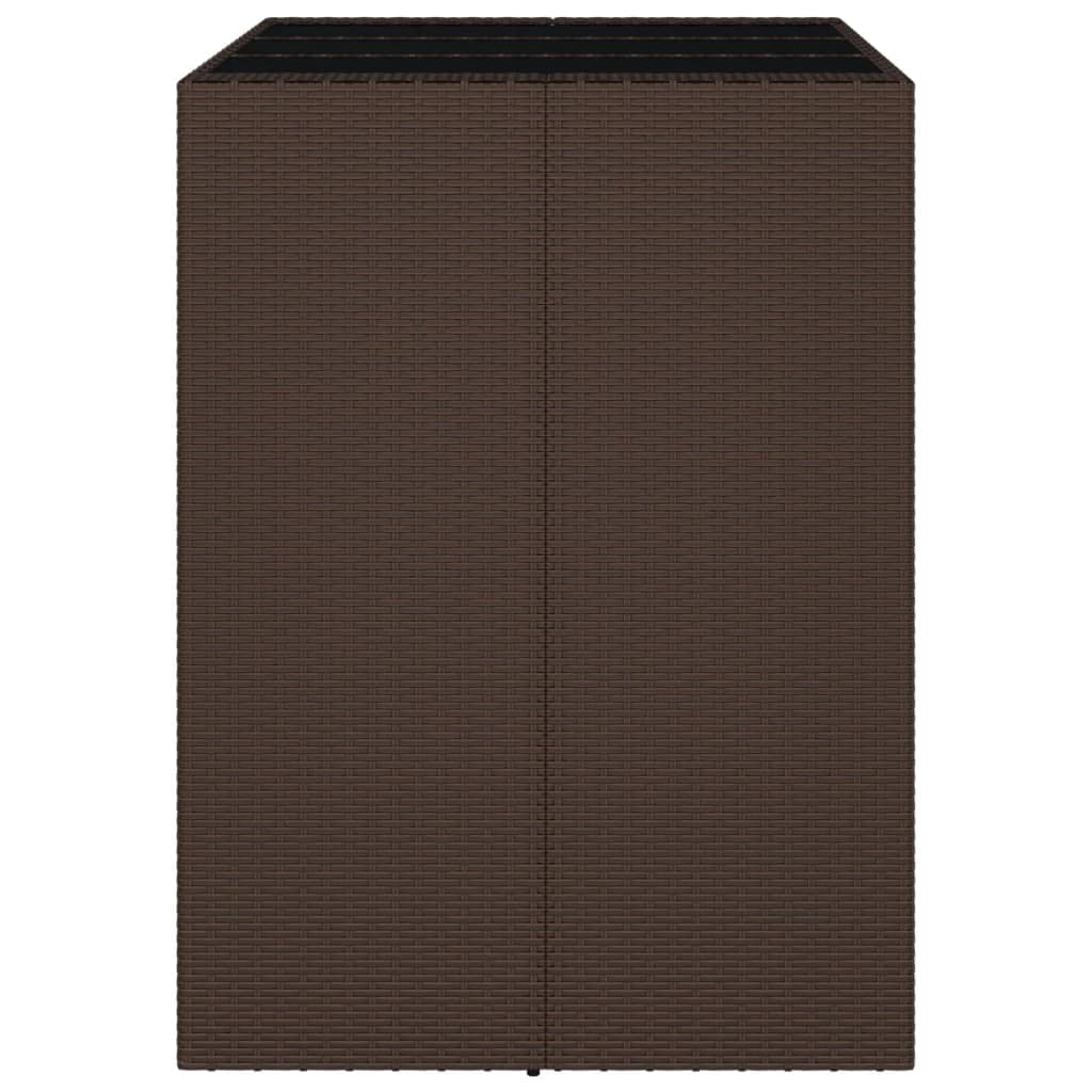 GuyAna Tavolo Bar con Piano in Vetro Marrone 105x80x110 cm Polyrattan,Mobili,Mobili da Giardino,Tavoli da Giardino(SPU:362593)