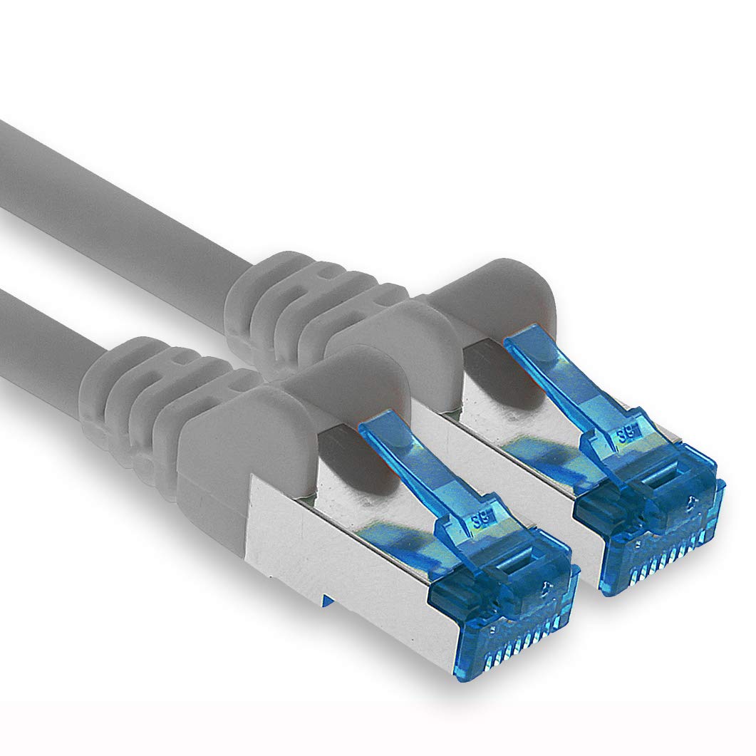 1aTTack.de Patchkabel – 15m Ethernet, Netzwerk, Lan Kabel CAT6a (für Gigabit Netzwerke, Router, Switch, Modems mit RJ45 Eingang – grau)